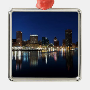 Baltimore Skyline at Dusk Metal Ornament