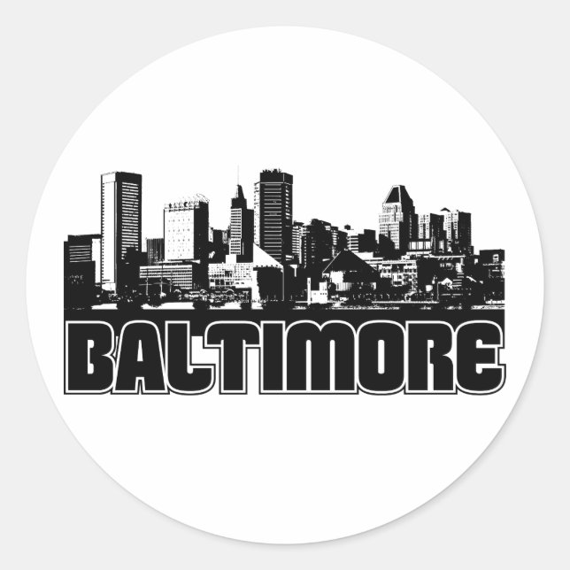 Baltimore Skyline Classic Round Sticker (Front)