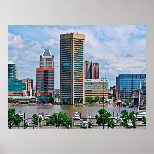 Baltimore Skyline from Federal Hill Inner Harbor  Poster