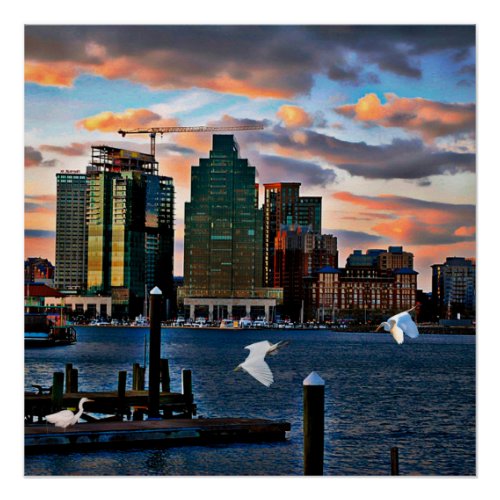 Baltimore Skyline from Locust Point Maryland  Poster