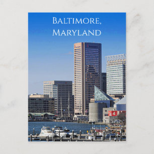 Baltimore Skyline from Pier 4, Inner Harbor, Postcard
