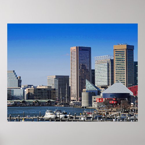 Baltimore Skyline from Pier 4 Inner Harbor Poster