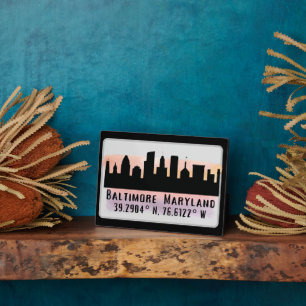 Baltimore Skyline Latitude and Longitude Plaque