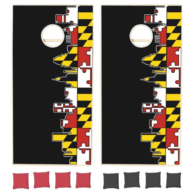 Baltimore skyline Maryland flag  Cornhole Set (Set)