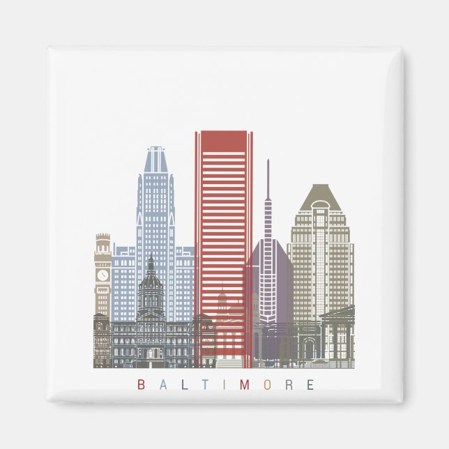 Baltimore skyline poster magnet (Front)