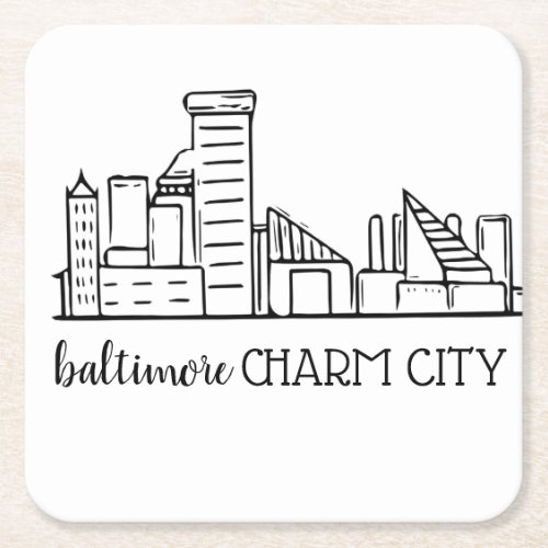 Baltimore Skyline Square Paper Coaster