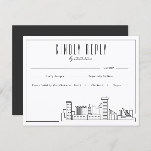 Baltimore Skyline  Wedding RSVP with Meal Choice