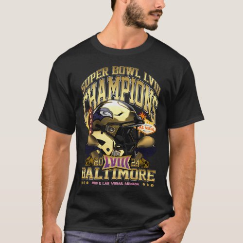 Baltimore Super Bowl Champions 2024 Gold T_Shirt