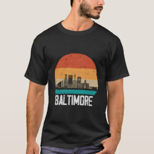 Baltimore Usa Retro Vintage Sunset Skyline Baltimo T-Shirt