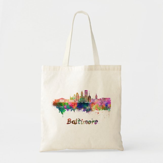 Baltimore V2 skyline in watercolor Tote Bag (Front)