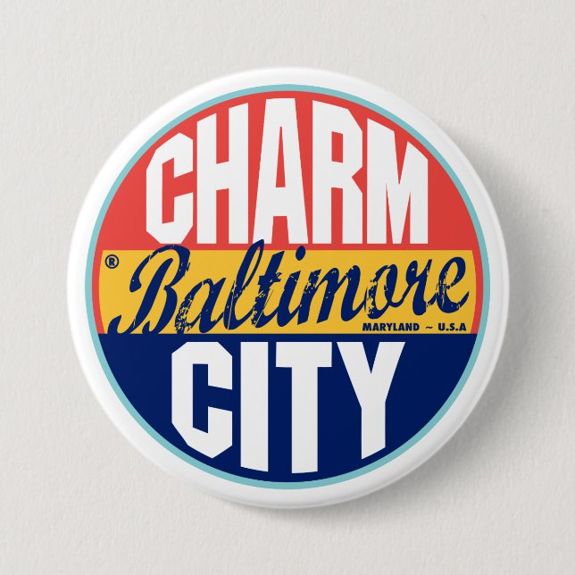Baltimore Vintage Label Pinback Button (Front)
