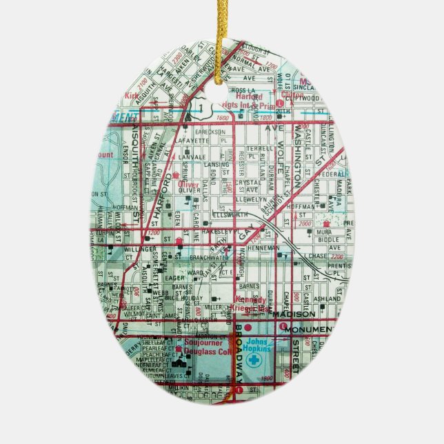 BALTIMORE Vintage Map Ceramic Ornament (Front)