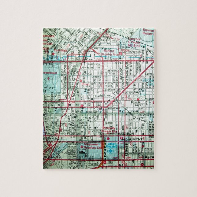 BALTIMORE Vintage Map Jigsaw Puzzle (Vertical)