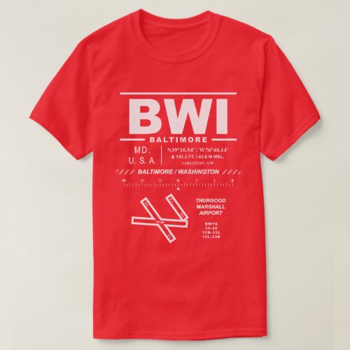BaltimoreWashington Intl Airport BWI Tee Shirt