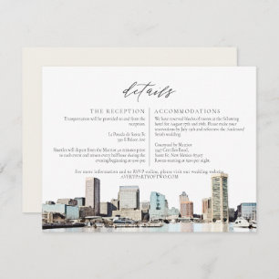 BALTIMORE Watercolor Skyline Travel Details Card