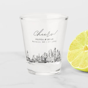 Baltimore Wedding Favor Personalized Cheers Shot Glass
