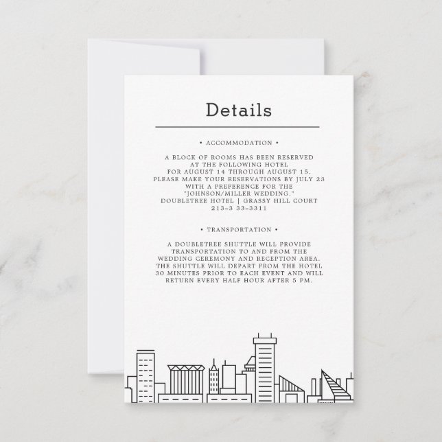 Baltimore Wedding | Guest Details Invitation (Front)