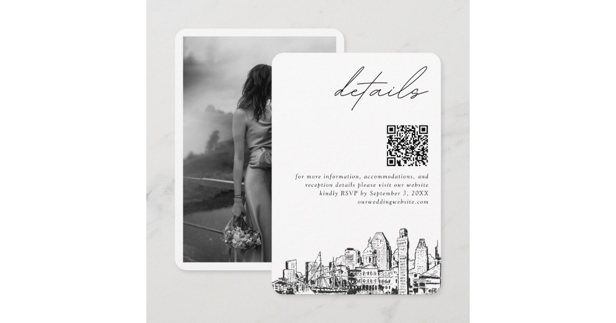 Baltimore Wedding Modern Details QR Code Small Enclosure Card | Zazzle