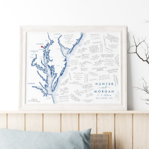 Baltimore Wedding Modern Map Guest Book Poster