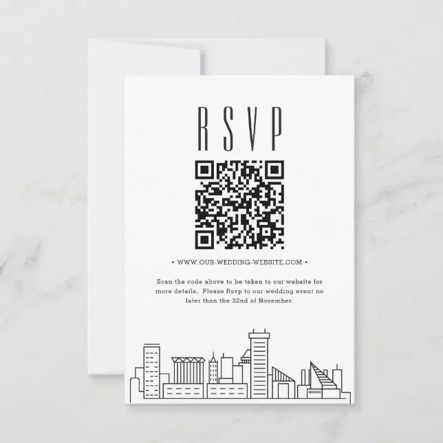 Baltimore Wedding QR code RSVP Invitation | Zazzle