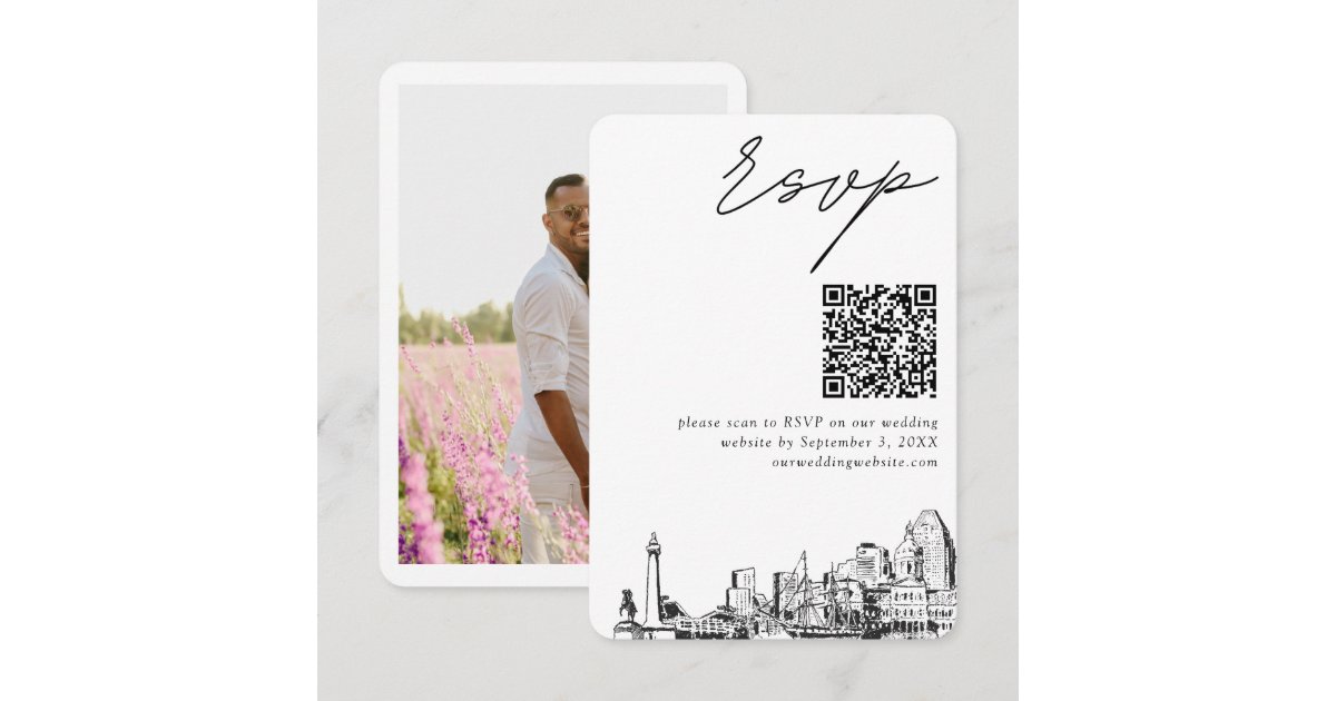 Baltimore Wedding RSVP QR Code Small Enclosure Card | Zazzle
