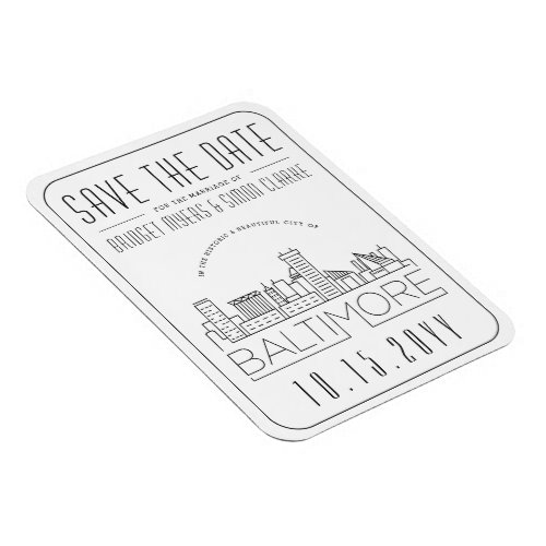 Baltimore Wedding Stylized Skyline Save the Date Magnet