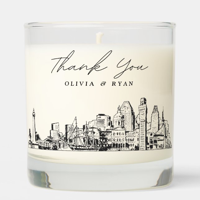 Baltimore Wedding Thank You Gift Custom Candle (Front)