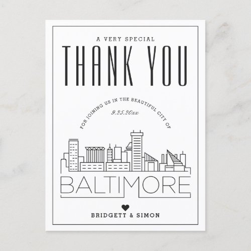 Baltimore Wedding  Thanks for Coming Postcard