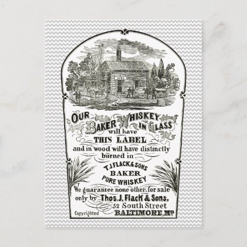 Baltimore Whiskey Vintage 1867 Postcard