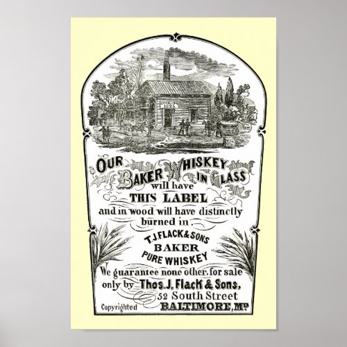 Baltimore Whiskey Vintage 1867 Poster