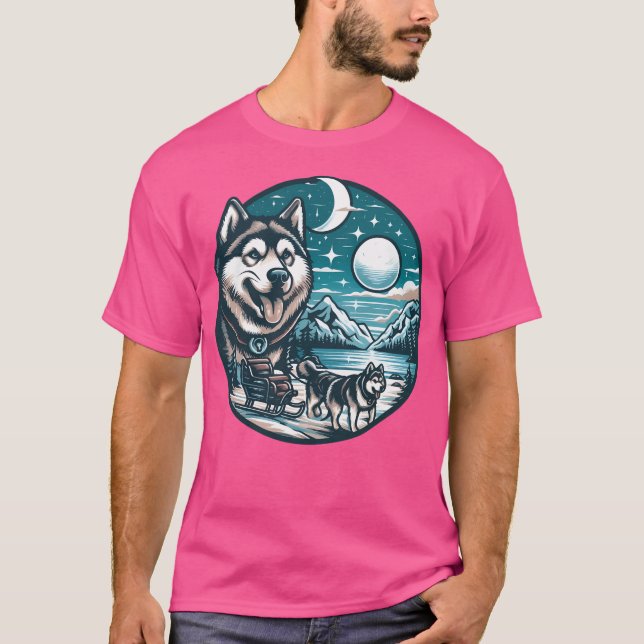 Balto The Sled Dog In Alaska With Moon Changes T-Shirt (Front)