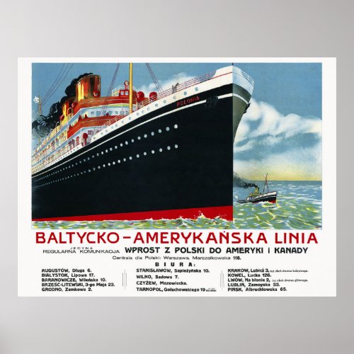 Bałtycko_Amerykańska Linia Poland Vintage Poster