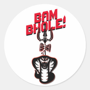 "BAM BHOLE" LORD SHIVA'S NAAG AND TRISHUL CLASSIC ROUND STICKER