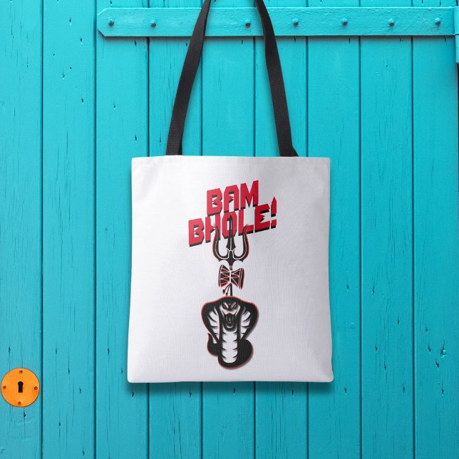 "BAM BHOLE" LORD SHIVA'S NAAG AND TRISHUL TOTE BAG (Creator Uploaded)