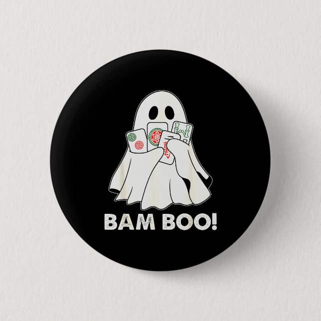 Bam Boo Halloween Ghost Mahjong Funny Costume Game Button (Front)
