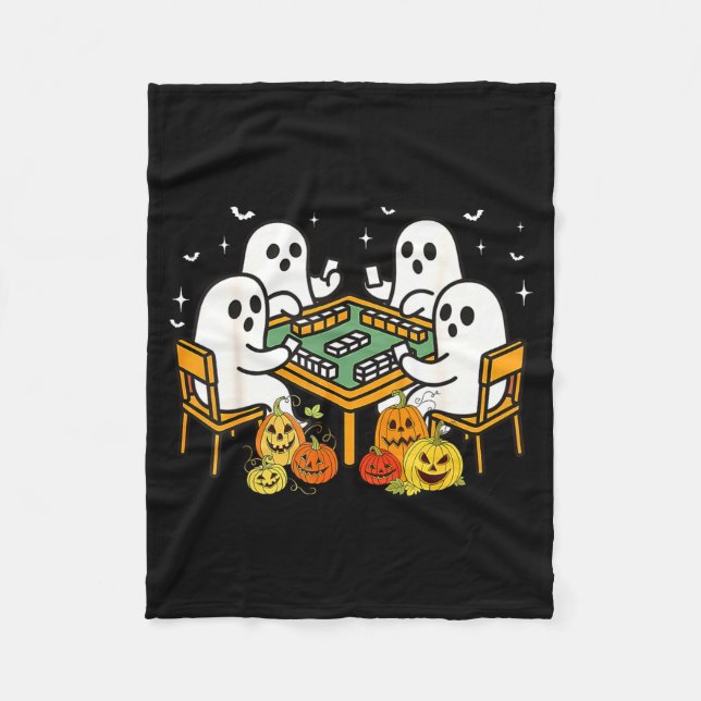 Bam Boo Halloween Ghost Mahjong Funny Costume Game Fleece Blanket (Front)