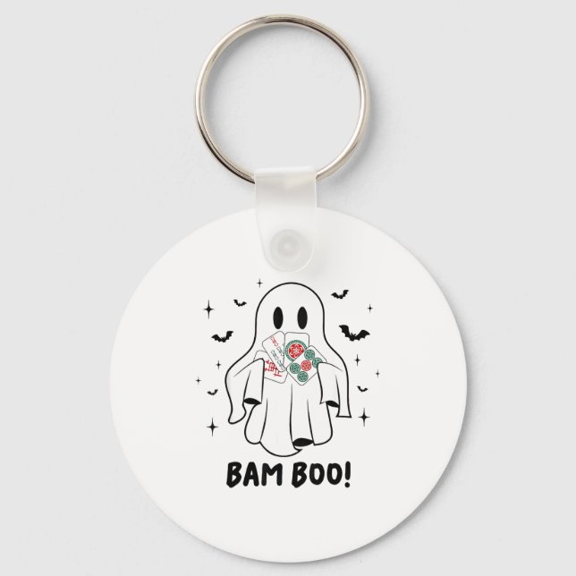 Bam Boo Halloween Ghost Mahjong Funny Costume Game Keychain (Front)