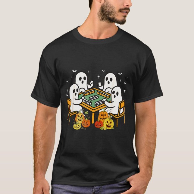 Bam Boo Halloween Ghost Mahjong Funny Costume Game T-Shirt (Front)