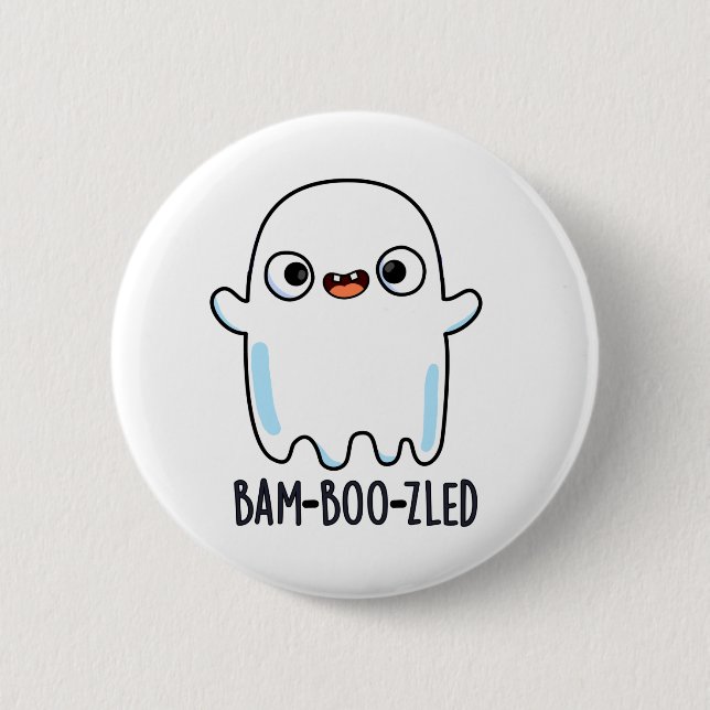 Bam-boo-zled Funny Halloween Confused Ghost Pun  Button (Front)