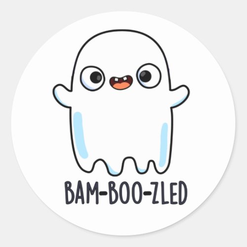 Bam_boo_zled Funny Halloween Confused Ghost Pun  Classic Round Sticker