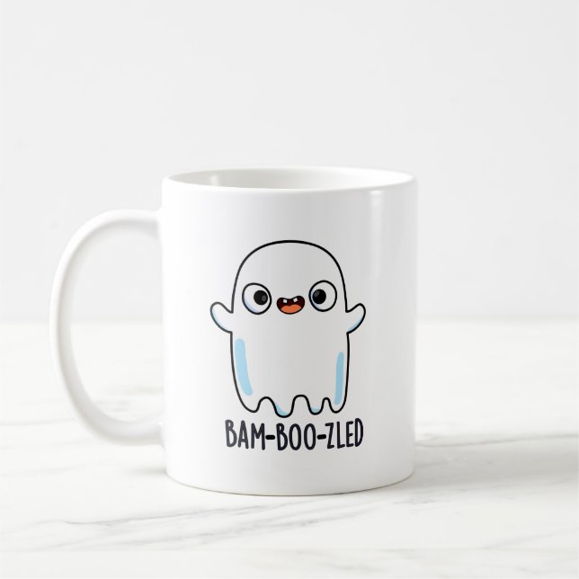 Bam-boo-zled Funny Halloween Confused Ghost Pun  Coffee Mug (Left)