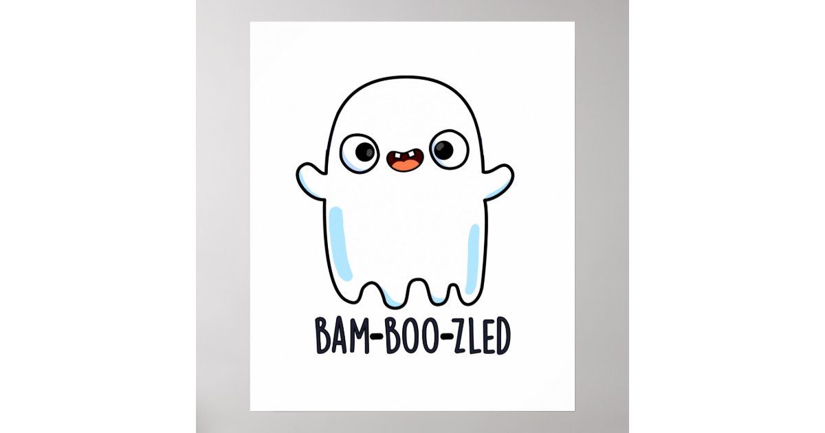 Bam-boo-zled Funny Halloween Confused Ghost Pun Poster | Zazzle