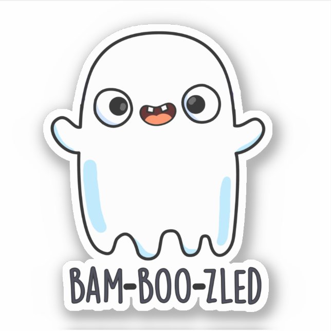 Bam-boo-zled Funny Halloween Confused Ghost Pun  Sticker (Front)