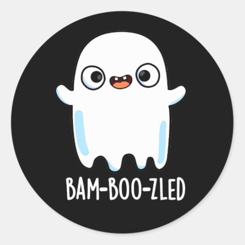 Bam_boo_zled Funny Halloween Ghost Pun Dark BG Classic Round Sticker