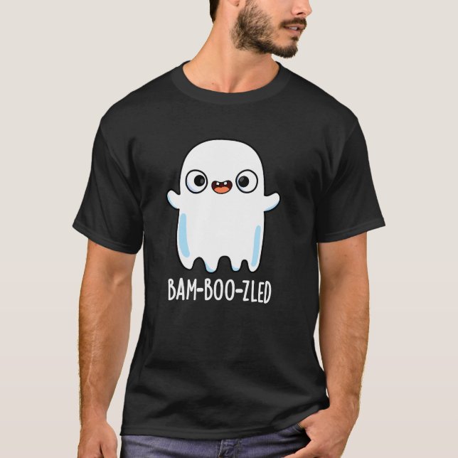 Bam-boo-zled Funny Halloween Ghost Pun Dark BG T-Shirt (Front)