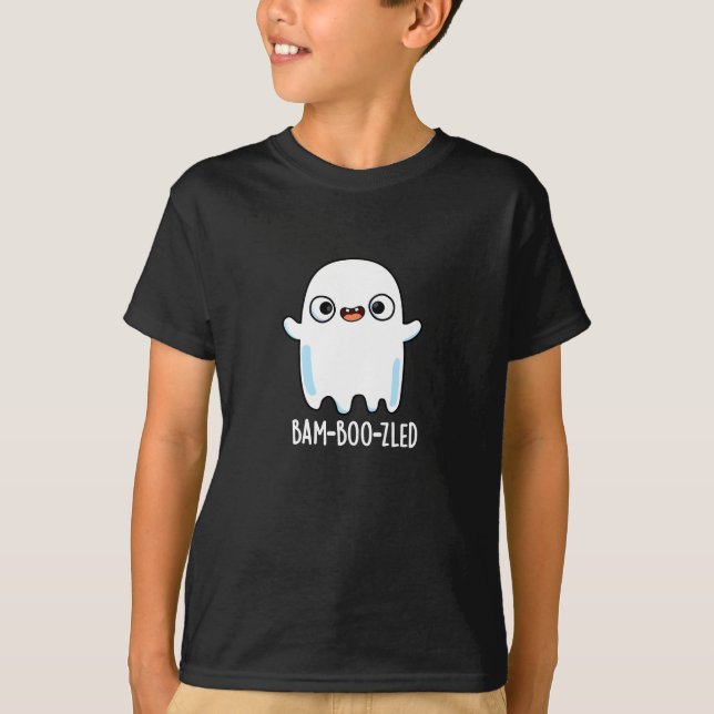 Bam-boo-zled Funny Halloween Ghost Pun Dark BG T-Shirt (Front)