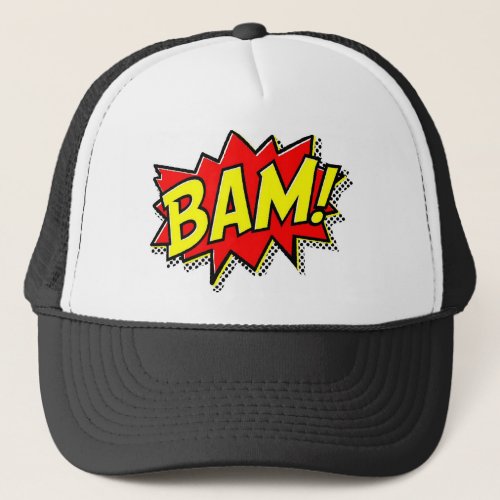 BAM COMICBOOK SOUNDS ACTIONS LOUD COMICS CARTOONS TRUCKER HAT
