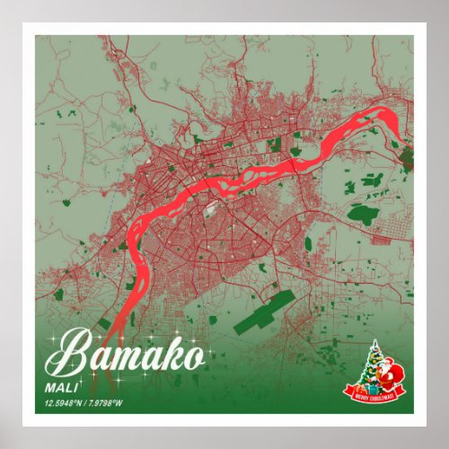 Bamako _ Mali Christmas Color City Map Poster