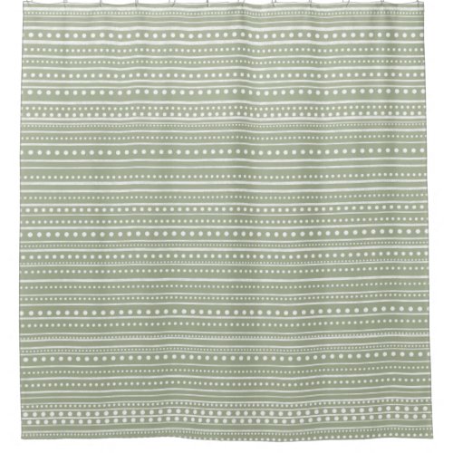 Bamanko Dotted Striped Mudcloth Pattern Sage Green Shower Curtain