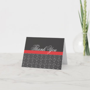 Bambara Black White Red Thank You Notes Cards